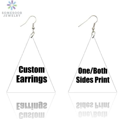 SOMESOOR Vintage Custom Triangle Wooden African Earrings Handmade Paint Black Afro Wood Pendant Dangle Jewelry For Women Gifts
