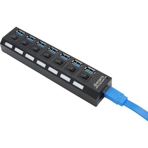 USB 3.0 Hub USB Hub 3.0 Multi USB Splitter 3 Adapter 7 Port Multiple Expander 2.0 USB3 Hub with Switch for PC With light 1 in 7