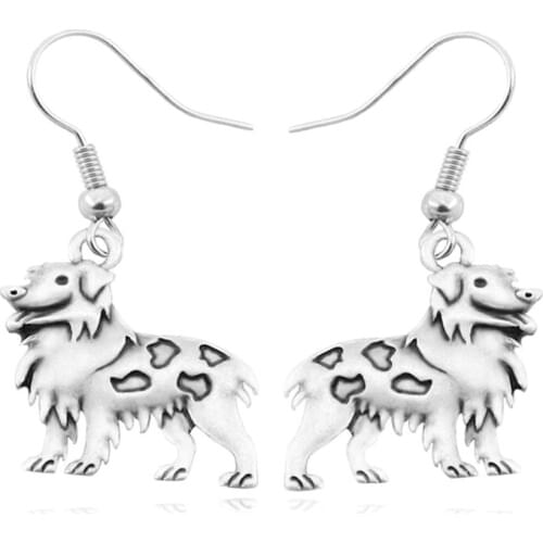Vintage Australian shepherd Long Earring Boho Brincos Dog Big Earings Fashion Jewelry Drop Earrings For Women Pendientes Mujer