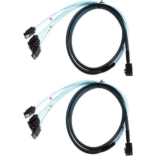 Internal HD Mini SAS (SFF-8643) Target - 4X SATA (Host) Cable, SFF-8643 to 4X SATA Cable HD Mini SAS Host 2Pieces