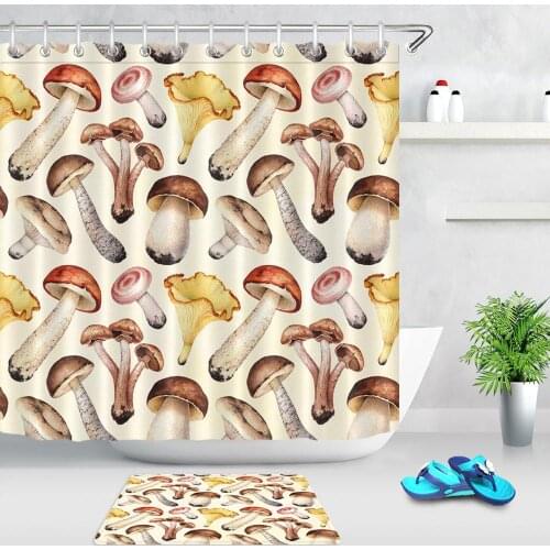 Different Style Mushrooms Bathroom Shower Curtain Creativity Waterproof Shower Curtains Polyester Fabric Bath Curtain with Hooks