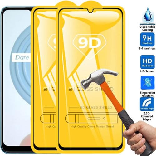 2Pcs 9D Full Cover For Oppo Realme C21 C15 C3 Glass Screen Protector On Opp Realmi C21 C 21 Protective Glass Film Pelicula Armor