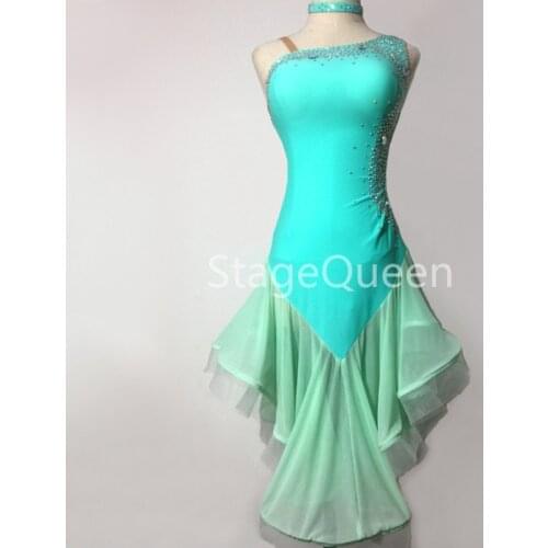 4 Colors Latin Dance Dress Sparkly Rhinestones Dancing Dresses For Ladies Latin Competition Skirt Women Stage Ballroom Costume