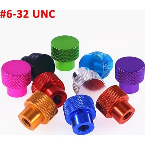 3PCS #6-32 UNC Blind Hole Nuts Knurled Thumb Screws Step Hand-tightened Nuts Aluminum Alloy Multiple Color