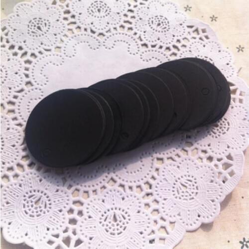 4 * 4 cm Lovely black round blank kraft paper tags jewelry price tags gift card tags with Hemp rope 1000 pcs/lot