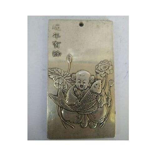 Chino boutique antigua de plata tibetana auspicioso Amulet.6 opcional etiqueta