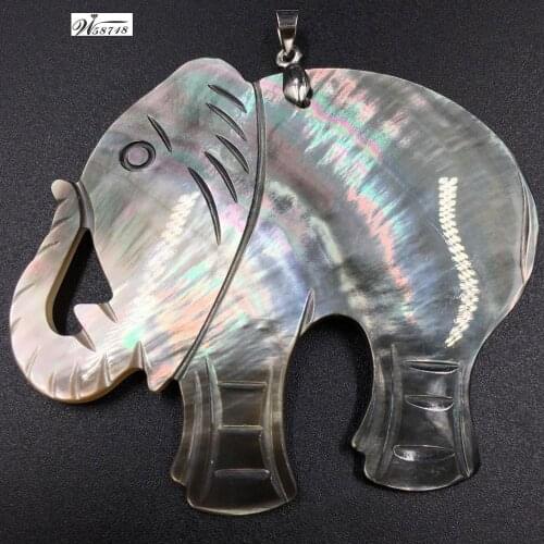 Free shipping Fashion Jewelry Black Mother of pearl Shell Elephant Pendant Bead 1pcs MC7846