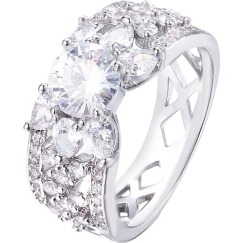 Bettyue Brand Fashion Charm Elegance Luxury High Quality Cubic Zircon Gothic Style White Gold Color Jewelry Rings For Woman Gift