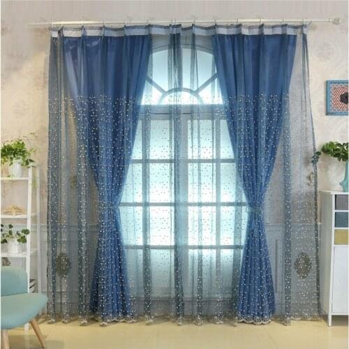 Window Treatments Solid Color Designer Curtain Tulle Screening Embroidery Luxury Flowers Lace Curtains For Living Room Bedroom