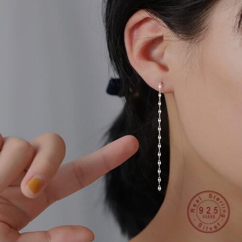 HI MAN 925 Sterling Silver Korean Simple Tassel Hollow Disc Stud Earrings Women Fashion Exquisite Party Jewelry Accessories