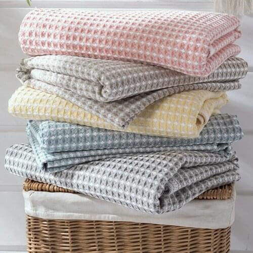 Cotton Blanket Waffle Gauze Blanket for Picnic Soft Bedspread on the Bed Single/Queen/Size Soft Thread Plaid for Summer Thow