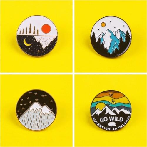 Round Badges Scenery Accessory Weather Icon On The Backpack Enamel Pins For Garment Lapel Pin Bags Badge Gift Metal Badge Stripe