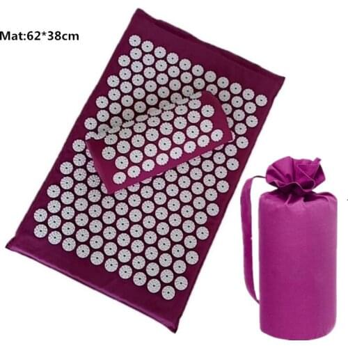 Massager (appro62*38cm)Cushion Massage Mat Acupressure Relieve Back Body Pain Spike Acupuncture Massage Yoga Mat with Pillow Bag