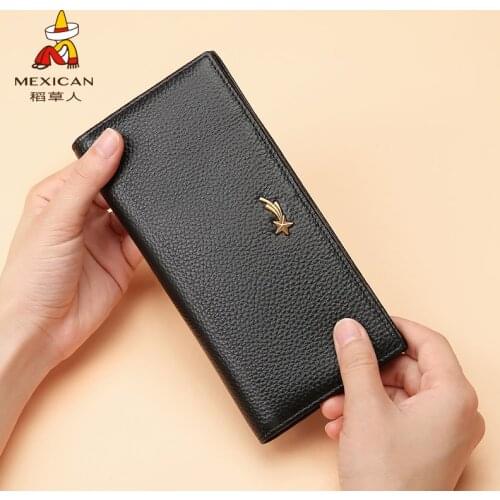 Mexican Genuine Leather Women Long Purse Female Clutches Money Wallets Handbag Handy Passport walet for Cell Phone Card Holder