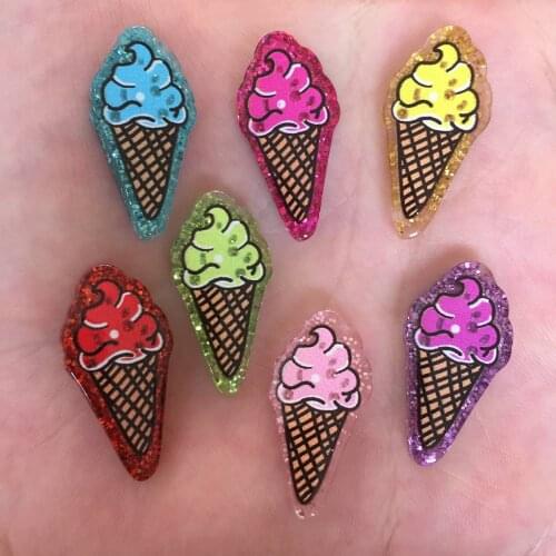 Resin Lovely Paillette mix Colorful Glitter Ice cream Flatback Cabochon rhinestone 30PCS scrapbook DIY crafts OF377*3