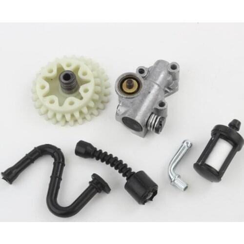 MS381 Oil Pump Assembly with Worm Gear Spur Wheel, Oil & Fuel Filter, Pipes, Chainsaw Oil Pump Replacement Parts