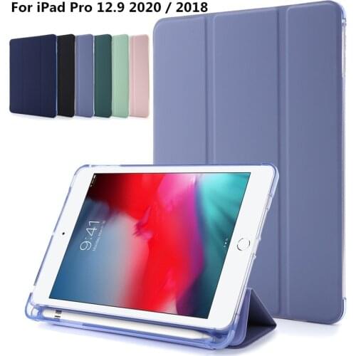 Soft UV Silicon Smart Cover for iPad Pro 12 9 Case 4th Gen with Pencil Holder Soft Shell Fundas Para for iPad Pro 12.9 2018 2020
