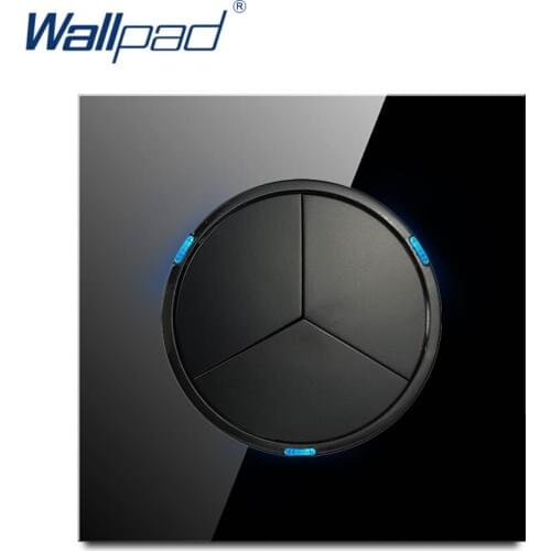 Wallpad 2019 New Arrival 3 Gang 1 Way Random Click Push Button Wall Light Switch With LED Indicator Crystal Glass Panel 16A