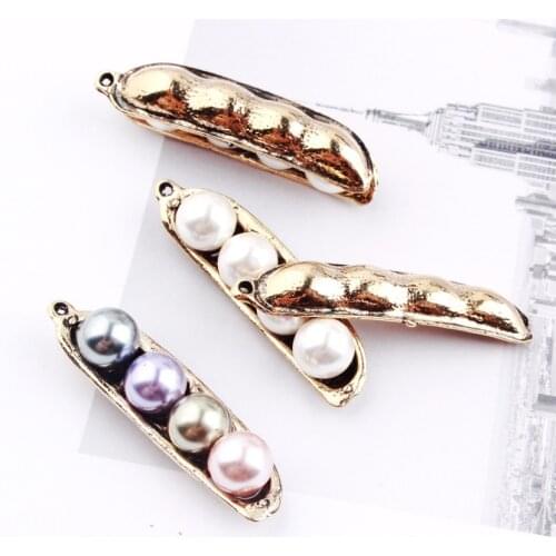 2017 New Style Pearls Core decoration Alloy Cartoon Peas&green beans Shape Metal Charms Diy Jewelry Earring/Necklace Pendants