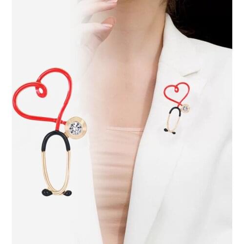 2020 New Hot Sale Medical Medicine Brooch Pin Stethoscope Electrocardiogram Heart Shaped Pin Nurse Doctor Backpack Lapel Jewelry