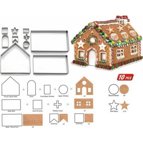 NEW Stainless Steel Christmas House Cookie Mold DIY Baking Cookie Tools Biscuit Fondant Cutters Christmas Cookie Cutters moulds