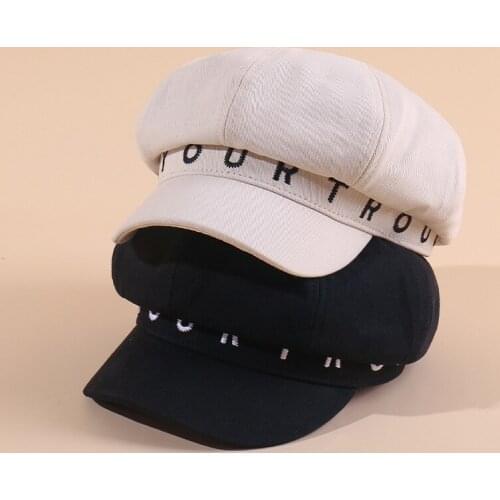 Autumn Hats for Women With Button Octagonal Caps Ladies Casual Woolen Hat Winter Beret Women Cap HR122310