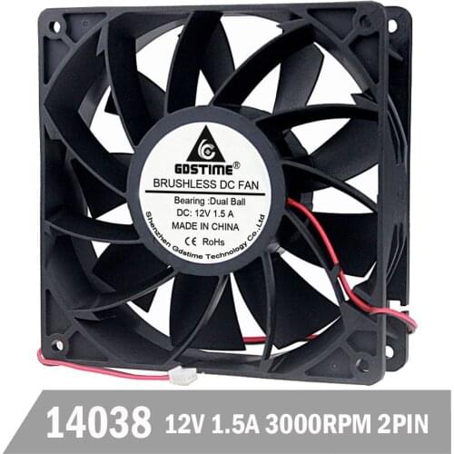 Gdstime DC 12V 140mm 140mm x 140mm x 38mm Cooling Fan 1.5A High Wind Pressure Computer Case Fan Industry Axial Fan