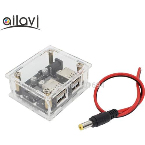 24V12V to 5V Fast Charging Converter 4 USB Ports Car Phone Charger DC-DC Power Supply Buck Module With Acrylic Shell