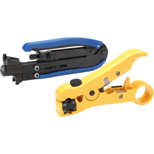 RG6 RG59 RG11 Adjustable Coaxial Cable Crimper Stripper Compression Hand Tool Coax Cable Crimpers Strippers Tool