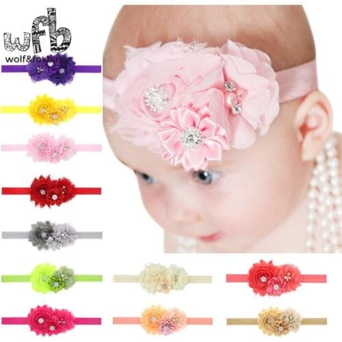 Retail headband Sun flower rhinestone elastin headband fashion hair accessories baby infant Kids children