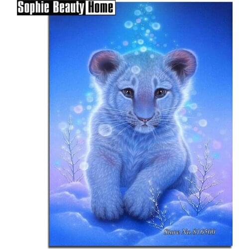 Needlework 5D Diy Diamond Painting Animal Tiger On Snow Cross Stitch Diamond Embroidery Full Drill Diamond Mosaic Picture 187150