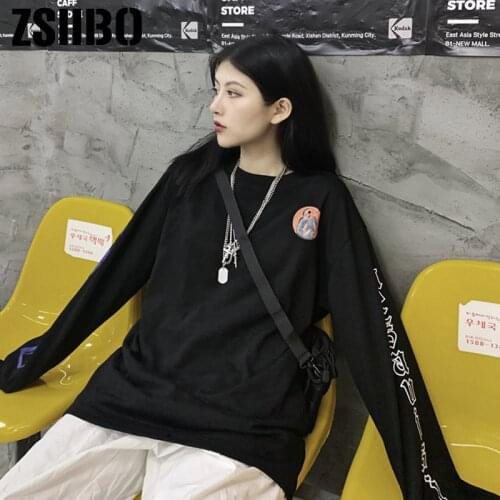 Harajuku Hoodies Korea Fashion Hip Hop letter O-neck Hoodie Long Sleeve Vintage Pullovers Loose 2019 Casual Striped Sweatshirt