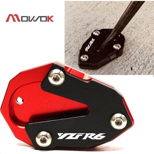 For YAMAHA YZF R6 YZ-R6 2017-2021 Motorcycle CNC Aluminum Foot Extension Side Stand Enlarge Pad Kickstand Support Plate YZFR6