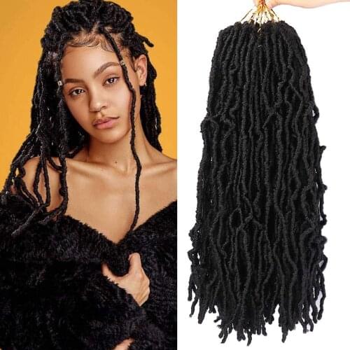 Nu Locs Crochet Hair 24 Inch Natural Curly Dreadlocks Long Faux Locs Crochet Braids Low Temperature Fiber Hair 21Strands/Pack