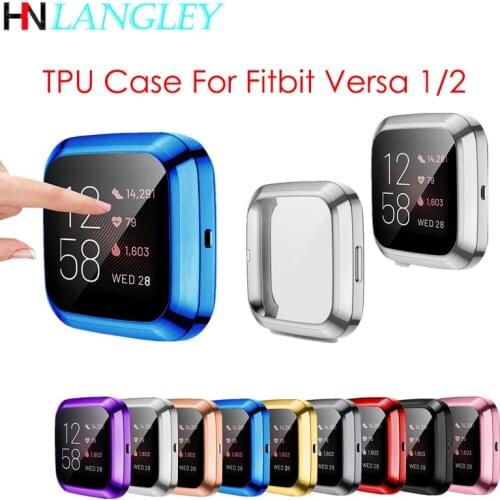 Screen Protector Case Cover Compatible for Fitbit Versa 1/ 2 All-Around Screen Protective Case Bumper Saver Soft TPU Plated Case