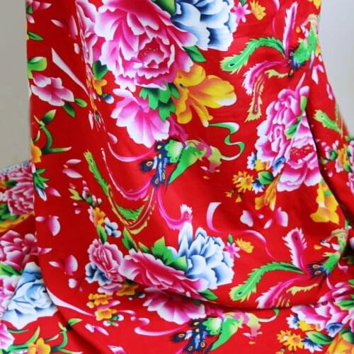 100cm*145cm soft peony phoenix fabric cotton viscose material Chinese ethnic rayon tissu