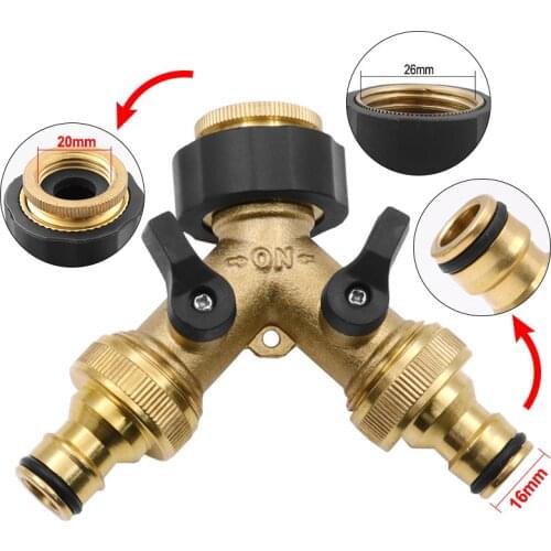 1PC 3/4" 2-Way Brass Plastic Garden Hose Splitter Y-Type Watering Connector Distributor For Outdoor Tap and Faucet