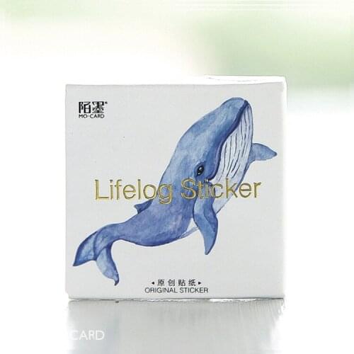 10 Boxes Decorative Original Blue Whale Adhesive Mo.Card Flake Stickers for Scrapbooking Planner Bullet Journal Kawaii Papeleria