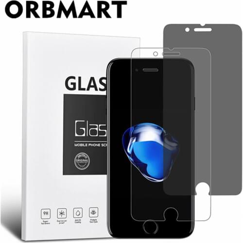 ORBMART 2 Pcs/Set Anti Spy Privacy Screen Protector + HD Ultra-clear Clear Tempered Glass For iPhone 7 7Plus Anti Fingerprint