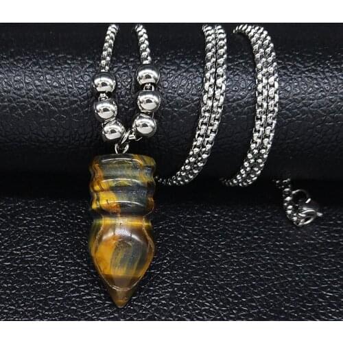 2021 Natural Stone Stainless Steel Necklace for Women Long Bead Chain Necklace Jewelry collar acero inoxidable mujer N20152