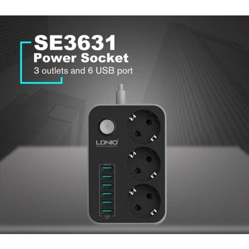 3 Outlets 6 USB Ports USB Electronic Power Strip Smart Home Socket Surge Protector Fast Charging Home Extension Patch Board EU