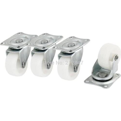 4 Pcs White Plastic Swivel Roller Top Plate Wheel Casters