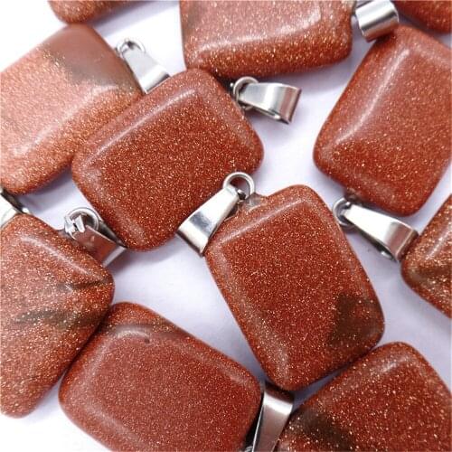 50Pcs 20x16x6mm Wholesale Brown Gold Sand Stone Oblong Pendant Bead DIY Jewelry Accessories Earrings S540