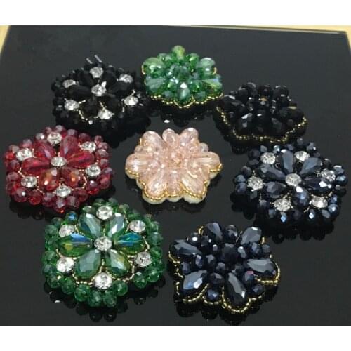 8pcs/lot Fashion Crystal Rhinestone Beads Applique Flower Patch Sticker for Bags Shoes Hats Free Shipping