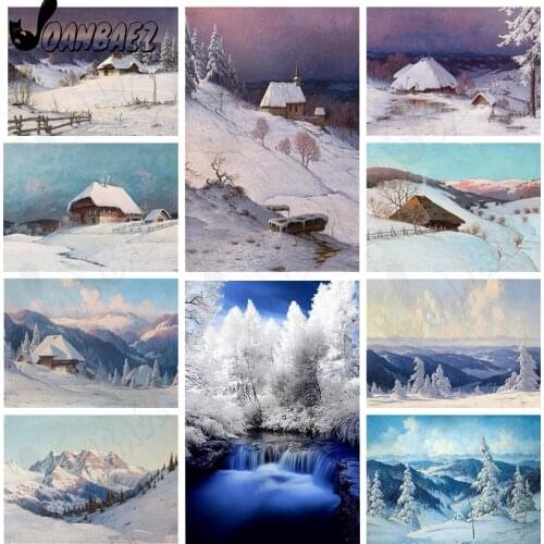Nordic Winter Landscape Diamond Painting 5D Diy Cross Stitch Mural Beautiful Snow Mountain Diamond Embroidery Poster Home Decor