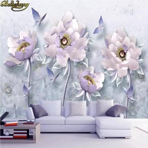 Beibehang Custom wallpaper mural 3D embossed peony retro European jewelry TV background wall papel de parede wall paper