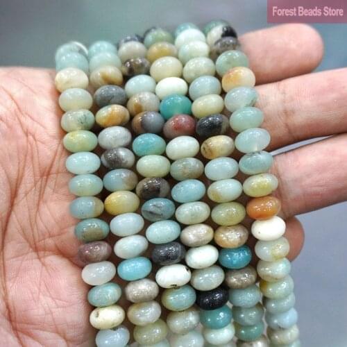 Natural Colorful Amazonite Rondelle Stone Beads Round Loose Spacer Beads For Jewelry Making Bracelet Accessories 15" 4/6/8mm
