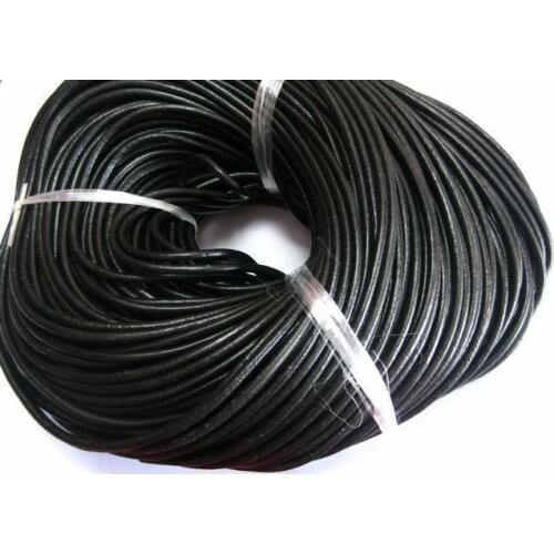32.8 feet Black Round Real Leather Jewelry Cord 3mm