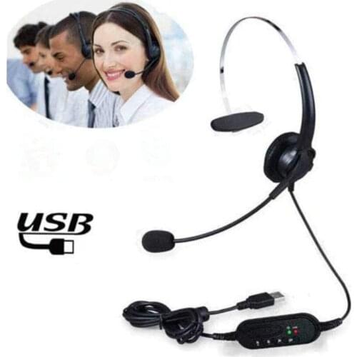 USB 2.0 Headset Earphone Microphone For PC Computer Laptop Call Center Teaching