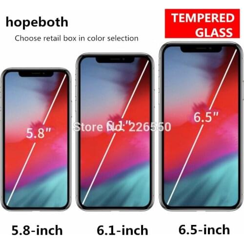 Hopeboth 100pcs For New iphone XS/XR/XS MAX 5.8inch /6.1inch /6.5inch Tempered Glass screen protector 2.5D 0.33mm